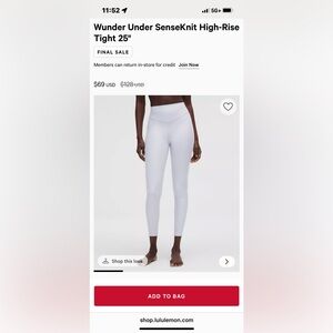 lululemon athletica light blue leggings size 6